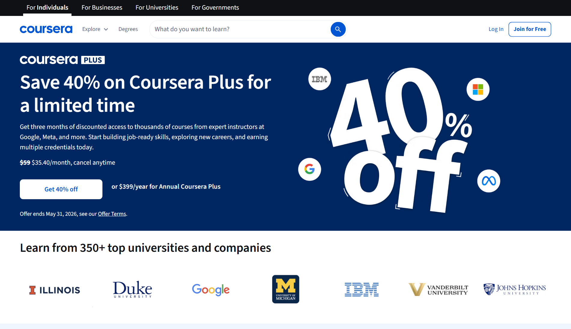 Coursera website preview
